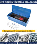 Heavy Duty 1.5kw Electric Hydraulic Rebar Bender Machine With Powerful Motor Bends Up To 1 Inch #8 Bar Easily inside storage box with tools.