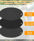 Cross-section view of Round Fire Pit Mat For Bonfire And Outdoor Cooking Built To Take The Heat Heavy Duty Fireproof Under Grill Mat Oil Proof Waterproof Shield Up To 2000 F Durable Fiberglass And Silicone Glass Fiber 48 Inch Diameter highlighting silicone coating and fiberglass layers.