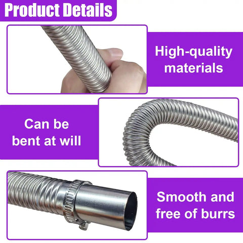 Stainless Steel Exhaust Hose 23.6 Inches Flexible Diesel Heater Exhaust Pipe With 1 Inch ID And Hose Clamp, generator use