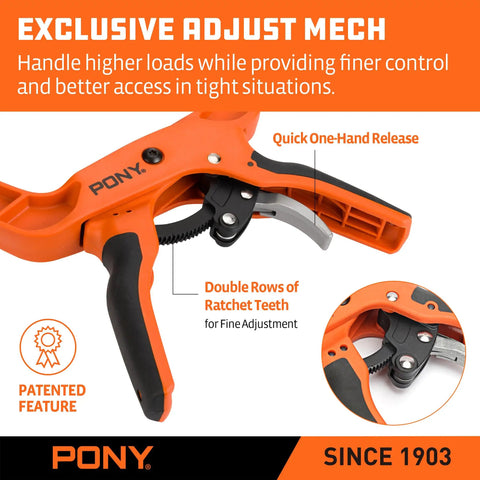 Close-up of 2 Pack 4 Inch Quick Release Ratcheting Wood Clamps with box joint design and ergonomic handles.