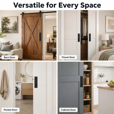 2 Pack Matte Black Flush Door Handle Set For Sliding Barn Doors Closets And Pocket Doors Heavy Duty Steel Recessed Pull With Screws Finger Pull Hardware For No Sweat Easy Access on barn, closet, pocket, and cabinet doors