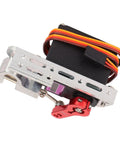 Sick RC Drone Parabolic Air Drop Kit With Upgraded Micro Servo Motor showing aluminum bracket and colored wires for payload drops.