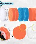 16 Pc Drill Brush Car Detailing Kit With Soft Bristle Scrubber And Extend Attachment sponges and pads set