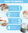 Easy installation steps for Heavy Duty Toilet Seat Screws Replacement Kit With Two Rapid Adjust Lifters And Heavy Plastic Bolts Nuts Washers.