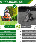 Comparison image of lawn mower performance, highlighting benefits of 46 Inch Mower Deck Rebuild Kit Go To Husqvarna Models 2246LS.