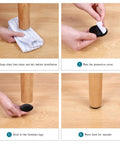 Step-by-step installation of 40 Pack 1-1/8 Inch Self-Stick Round Carpet Furniture Sliders Heavy Duty Self-Adhesive Moving Pads.