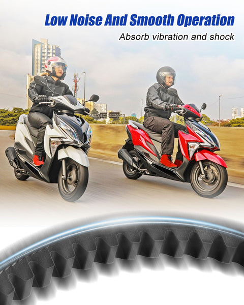 Honda 23100 GK8 870 Drive Belt For Spree NQ50 Elite SB50P Replacement Noise Reducing High Elasticity Belt For Quieter Starts Smoother Acceleration And Long Lasting Performance drive belt, close-up section