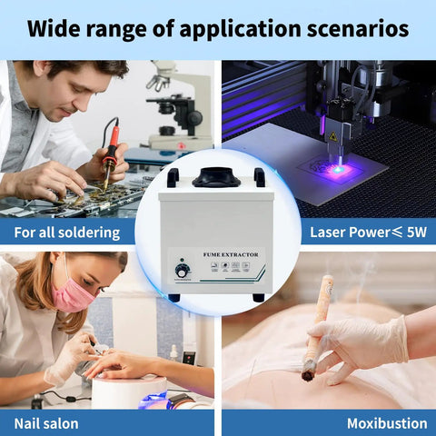 Powerful Solder Fume Extractor With Beast Mode Suction captures particles for various applications like soldering and nail salons.
