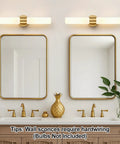 Pretty Darn Sleek Hardwired Wall Sconces Set Of Two With Thick Milky White Glass And Brushed Gold Finish above modern bathroom mirrors.
