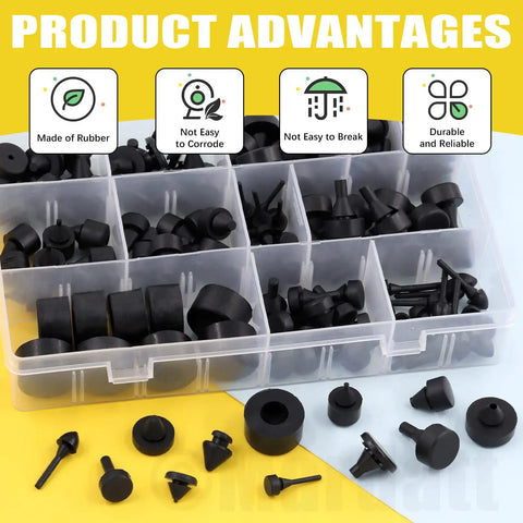 160 Piece Rubber Bumper Stopper Set For Cars With 12 Types Including Quarter Glass Hood Deck Lid Fender Trunk Gas Tank Bumpers