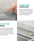 Finger pressing Flat Top Garbage Disposal Air Switch Button In Spot Free Antique Champagne Bronze on countertop