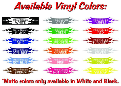 Available vinyl colors for Badass Grim Reaper Scythe Vinyl Die Cut Decal Sticker For Car, Truck, Motorcycle Window Bumper Wall Decor