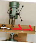 Four Piece Table Saw Push Stick And Block Set Built For Ergonomic Hand Safety And Precision Cuts with drill press in background