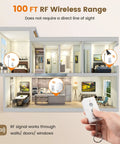 Wireless Light Switch Remote Kit For Lamps And Fans No Wiring Needed, 100 Ft RF Range shown controlling lamps in house diagram