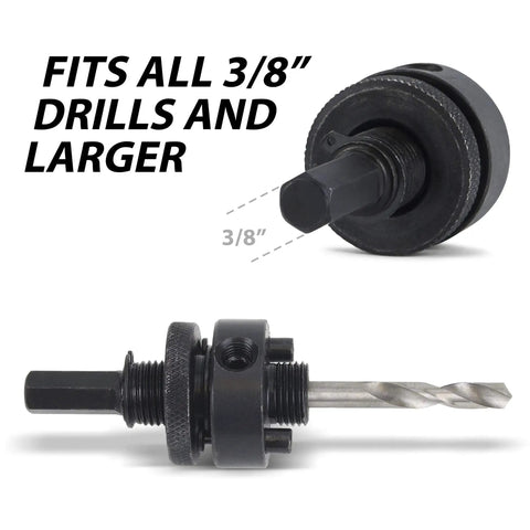 Six Inch Hole Saw With Heavy Duty Steel Design And Non Binding Edge For Smooth Cuts Through Wood Drywall Plaster And Thin Metal Ideal For Building Cornhole Boards And Other DIY Projects, fits 3/8 inch drills, black design