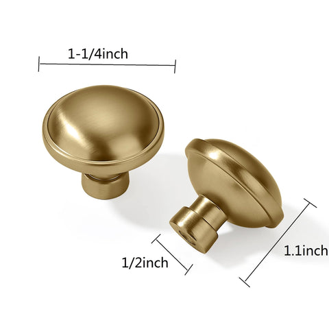 Ten Pack One And A Quarter Inch Round Bronze Zinc Cabinet Knobs And Drawer Pulls With Gold Finish Ideal For Kitchen Cabinets Dresser