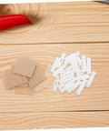 Vertical Blind Slats And Stems Replacement Kit For Damaged Blinds Easy DIY Fix For Windows With Durable Parts Quick Restoration And A Fresh Look Includes Plenty Of Slats Stems And Hardware For Fast No Fuss Replacement, set of white slats and stems on wooden surface