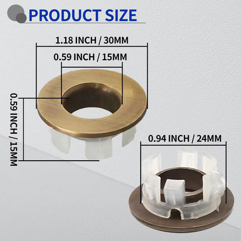 Top Shelf Bronze Brass Sink Overflow Trim Rings, Three Pack Fits Standard Tub And Sink Drains, Hella Durable Metal Cover, Straight Up Easy Install Vanity Hardware