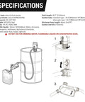 Hella Smooth Telescopic Electric Drum Pump Bundle With Battery Powered Operation And Quick Five To Seven GPM Flow, specifications diagram with pump and barrel.