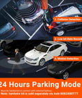 Triple Channel Dash Camera System With Front 4K, Inside Cabin 1440P, Rear 1440P, IR Night Vision, showing 24 Hours Parking Mode