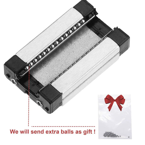 Beefy Linear Rail Guide With 550mm Rail And Carriage Block, includes extra balls, dual anti-fall strips for reduced jams and safer shipping.