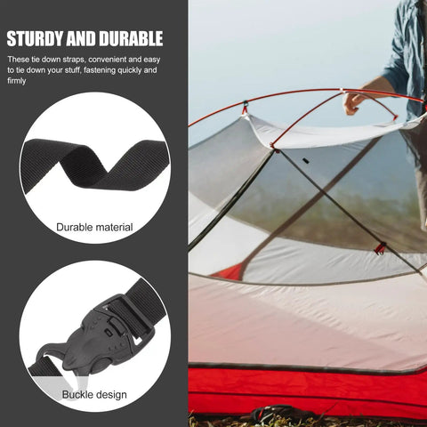 4 Pack Outdoor Luggage Straps With Quick Release Buckles, durable anti-pinch tie-down straps securing camping gear