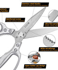 Heavy Duty All Purpose Scissors With Stainless Steel Blade And Small Serrations Metal Handle Shears For Home And Office Cut Cardboard Fabric Leather Wires Carpet Rope Like A Boss Built For Pro DIY Projects, aluminum handles