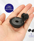 90 Degree Bevel Gear Set Beefed Up Two Piece 1 Mod Spiral Ground Bevel Gears With 20 Teeth Left Hand 6mm Bore And 40 Teeth Right Hand