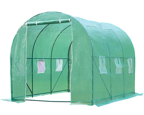 Outdoor Walk In Greenhouse 10 Ft Long 7 Ft Wide 7 Ft High Portable Garden Kit With Powder Coated Steel Frame shown