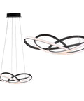 25 Inch Black Modern Abstract LED Pendant Light With Integrated Dimmable Function Metal Chandelier for Dining Room and Kitchen Island