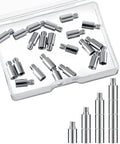 Rock Solid 40 Piece Scrapbook Extension Posts And Screws To Keep Post Bound Album Pages Locked Tight And Looking Fresh Durable Binding Hardware For Photographers And Makers in a clear case.