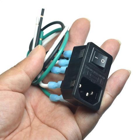 2 Pack Heavy Duty Large Current Inlet Male Power Socket 15A 250V With 7 Pin Black Housing, UL1015 14AWG Cable in hand