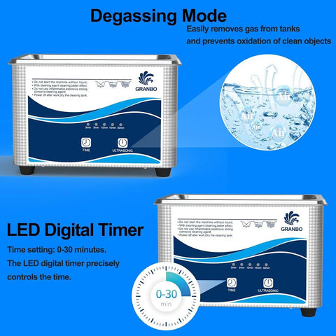 Clean As A Whistle And Built Different For Gritty Grime 40 Khz Ultrasonic Cleaner with degassing and LED digital timer features.