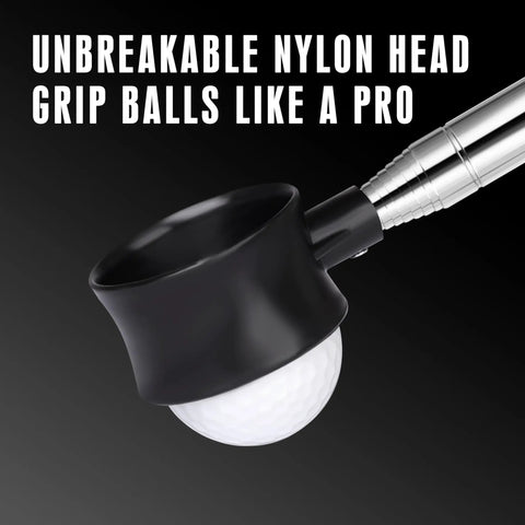 Telescopic Golf Ball Retriever With Long Reach From Nine Feet To Sixteen Point Three Feet Reinforced Stainless Shaft Dual Sided Nylon Head