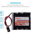 Beefy 2000mAh 4.8V NiMH RC Receiver Battery Pack With Hitec Connectors for RC receivers and planes