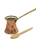 Arabic Coffee Pot Cezve Turkish Coffee Maker For 3 Cups Medium Size With Hammered Copper Exterior And Stainless Steel Interior