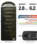 XXL Winter Sleeping Bag For Adults And Kids, 4 Season Cold Weather Camping Gear With Compression Sack, Cozy Draft Collar