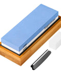 Premium Knife Sharpening Stone Whetstone 1000 6000 Grit with non-slip base, angle guide, dual-sided sharpener for home and outdoor use.