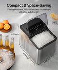 Fast Nugget Ice Maker Countertop With Self Cleaning Pump Delivers 35 Lbs Per Day Of Pebble And Pellet Ice on kitchen counter
