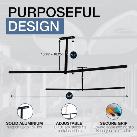 Dimensions and design of Two Kayak Ceiling Rack For Garage Storage, Double Sided Hi Port Overhead Mount.