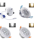 3W Recessed LED Downlight, Aluminum, 8.5cm, White Light, Frosted Silver displayed with wiring and light effects.