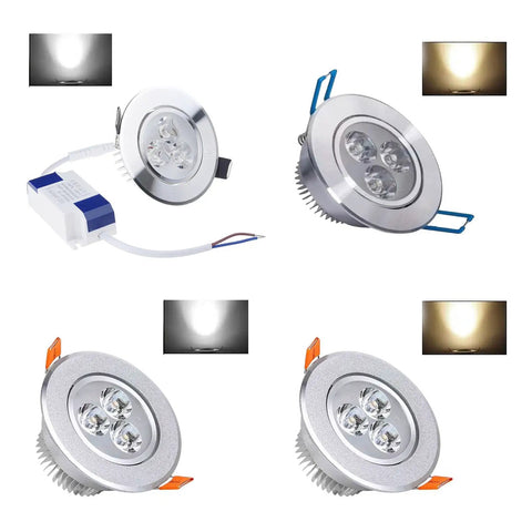 3W Recessed LED Downlight, Aluminum, 8.5cm, White Light, Frosted Silver displayed with wiring and light effects.
