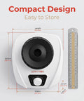 Top view of On The Go 1200W Portable Clothes Dryer with ruler for size reference, highlighting compact design.