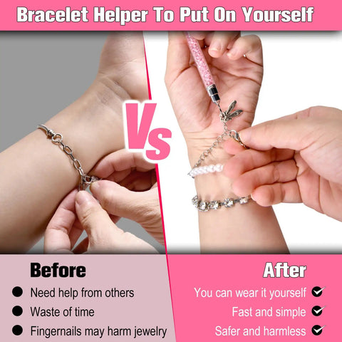 Two Piece Bracelet Helper Tool Set With Quick Release Clasp Assist For Easy Grab And Go Wearing Of Bracelets And Necklaces