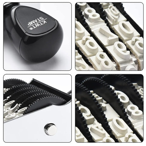 Everyday Kickass Six Digit Rubber Number Stamp Featuring Auto Rolling Dial For Quick Numbering Precise Date Stamping And Heavy Duty Office Project Grind showing black handle and white number bands.