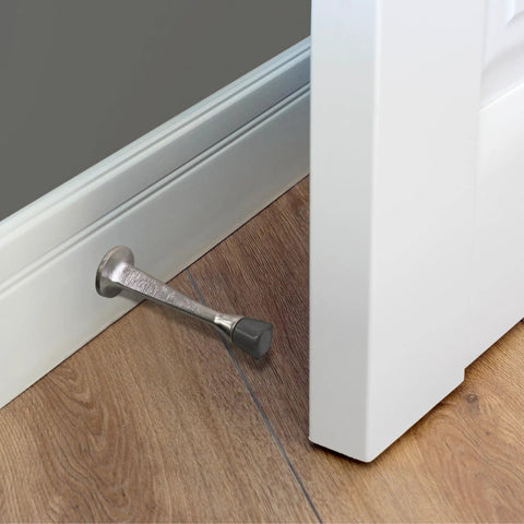 Door Stop Wall Protector With Rubber Tip Satin Nickel Solid Steel Cast Door Stoppers Ten Pack For Home Protection And Wall Damage Prevention Easy Install And No More Dings From Slamming Doors