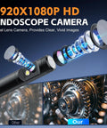 1920P HD Dual Lens Borescope Camera with Light showing dual lens structure and vivid gear imagery