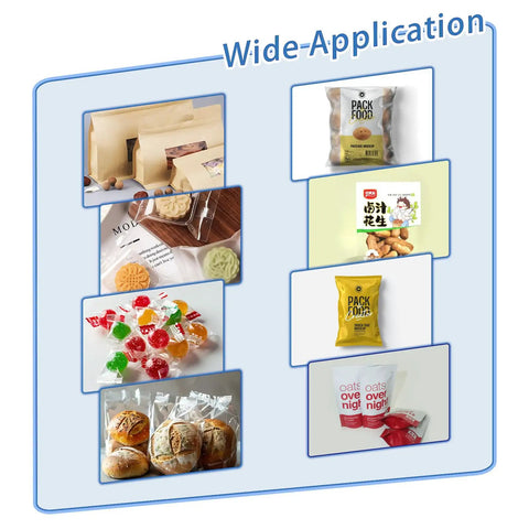 Wide application of Compact Automatic Heat Sealer Machine With Digital Temperature Control And Fully Enclosed Cover for various food packaging.