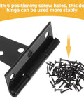 Heavy Duty T Shaped Door Hinges Set Of 10 Carbon Steel Cabinet Hinges with screws, black finish, showing hinge detail
