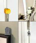 Spooky Season Hinge Head Figurine Set for Halloween Decor Magnetic Miniature Bat Pin Topper for Doors and Home Office with Whimsical Personality by UKNRW installed on door hinges.